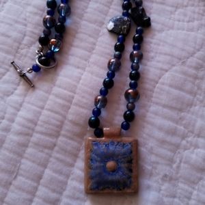 Freshwater Pearl Beaded/Tile Necklace